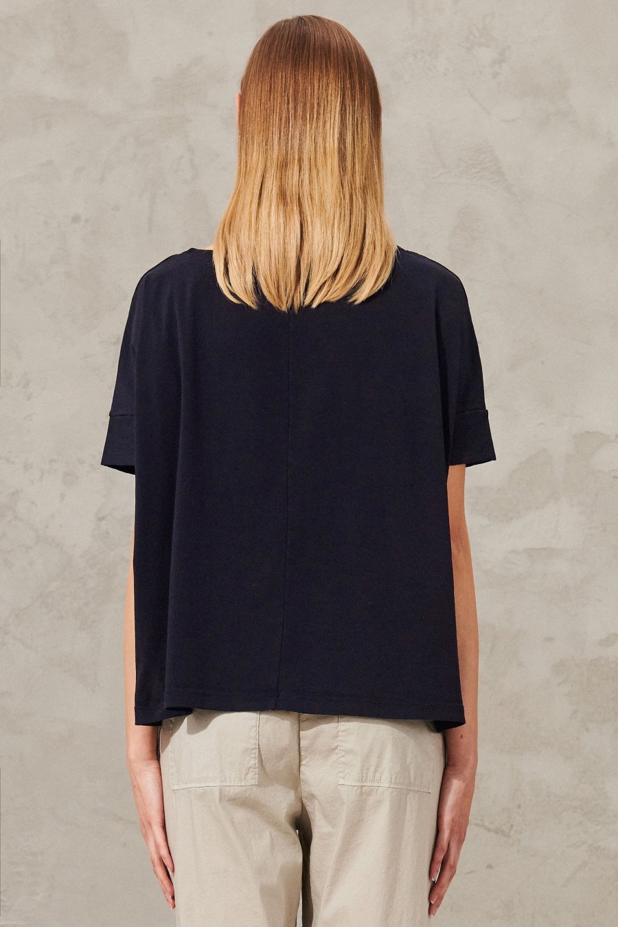 Donna - Primavera Estate Transit | T-Shirt Oversize In Jersey Di Cotone Stretch Con Scollo A Barchetta