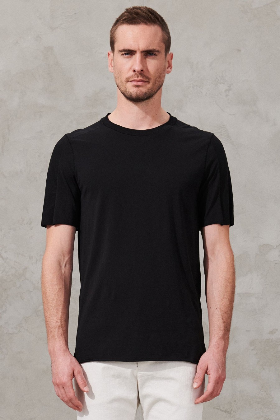 Uomo - Primavera Estate Transit | T-Shirt Girocollo Long-Fit In Jersey Di Cotone Con Inserto Di Maglia