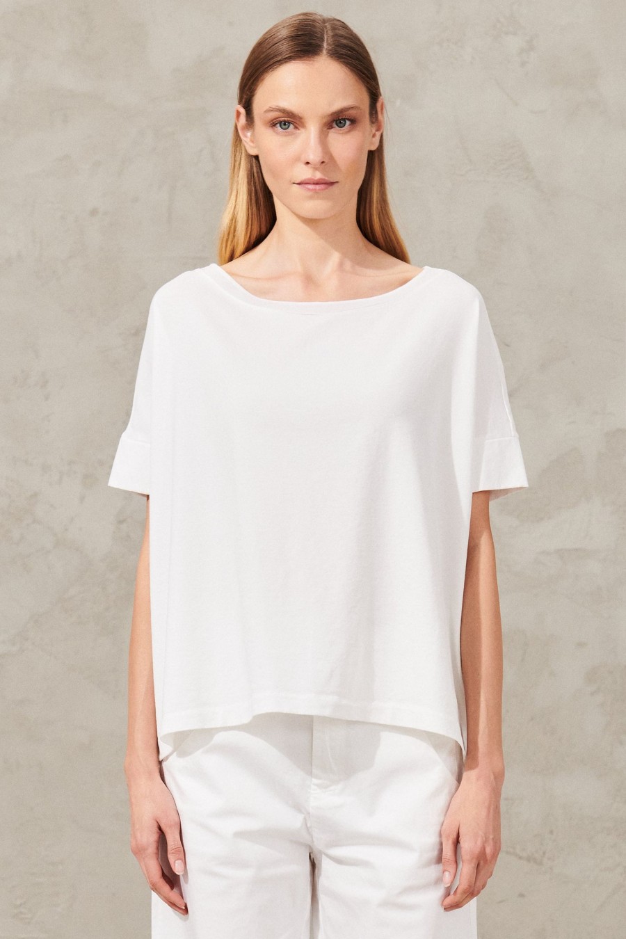 Donna - Primavera Estate Transit | T-Shirt Oversize In Jersey Di Cotone Stretch Con Scollo A Barchetta