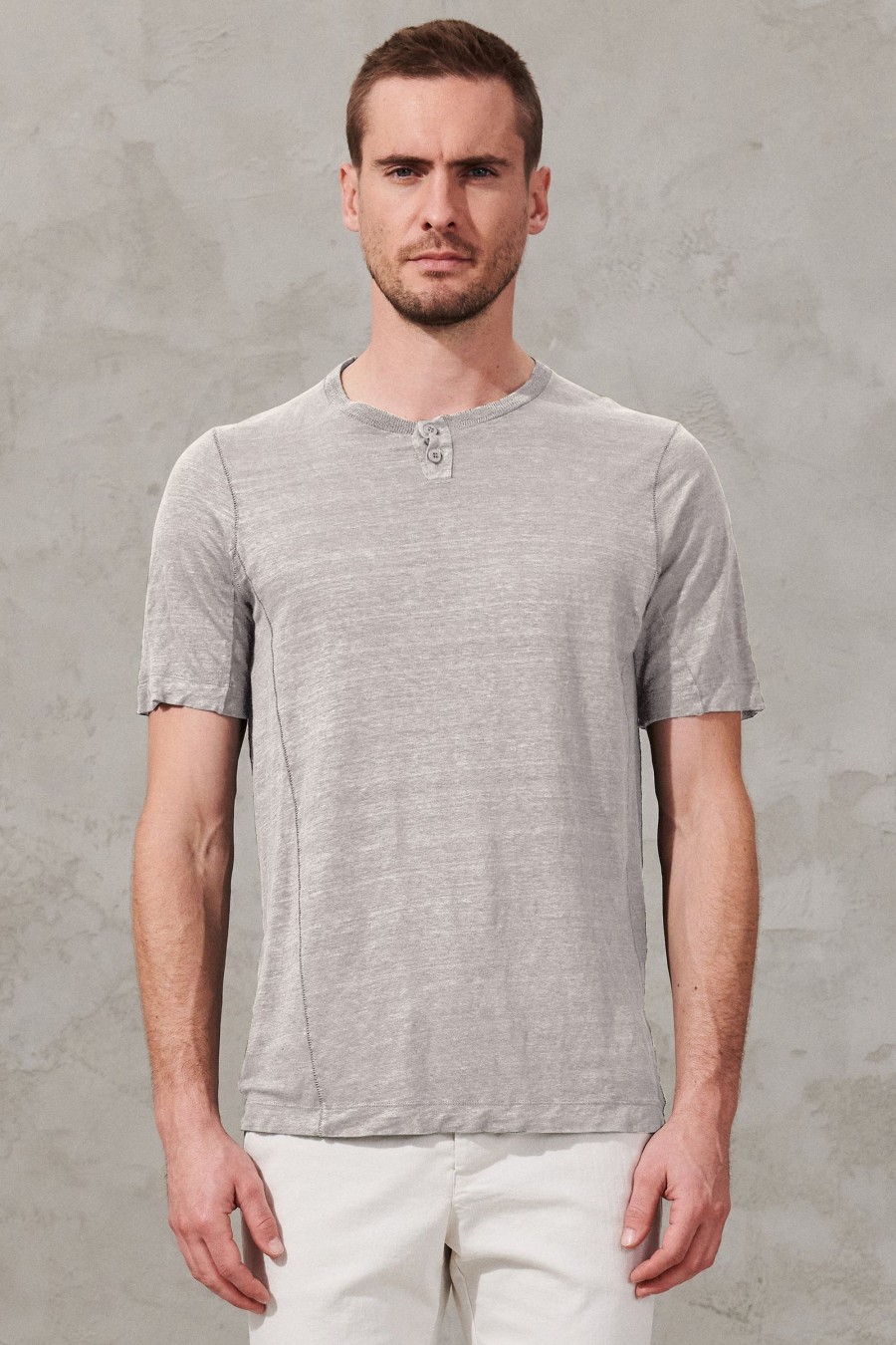 Uomo - Primavera Estate Transit | T-Shirt Regular-Fit In Jersey Di Canapa Con Inserto In Maglia Di Lino