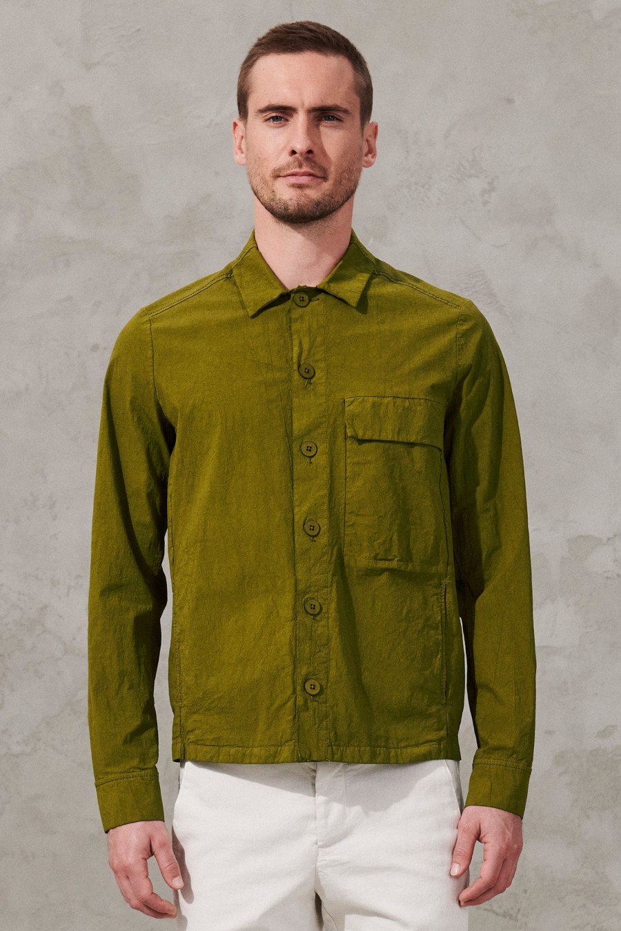 Uomo - Primavera Estate Transit | Overshirt In Tela Di Cotone Crepe Elasticizzato