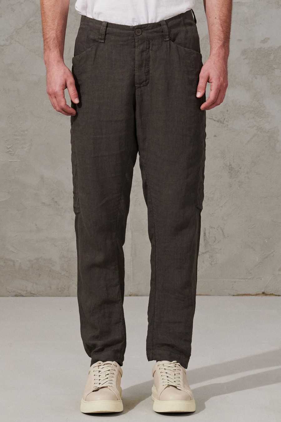 Uomo - Primavera Estate Transit | Pantalone Regular-Fit Di Lino Con Inserti In Twill Di Lin E Cotone