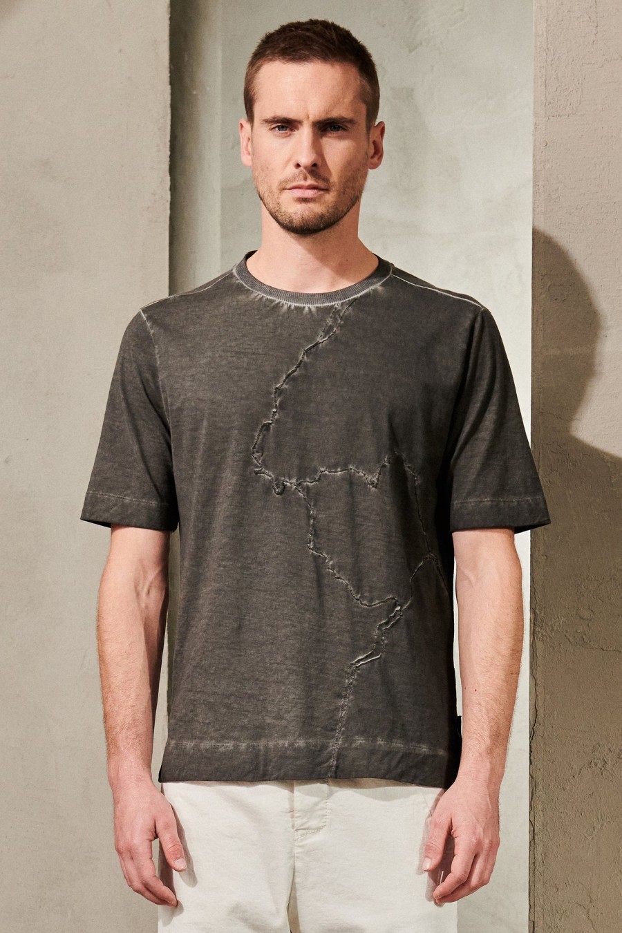 Uomo - Primavera Estate Transit | T-Shirt Oversize Con Trattamento Fade In Jersey Di Cotone Con Inserto Di Maglia