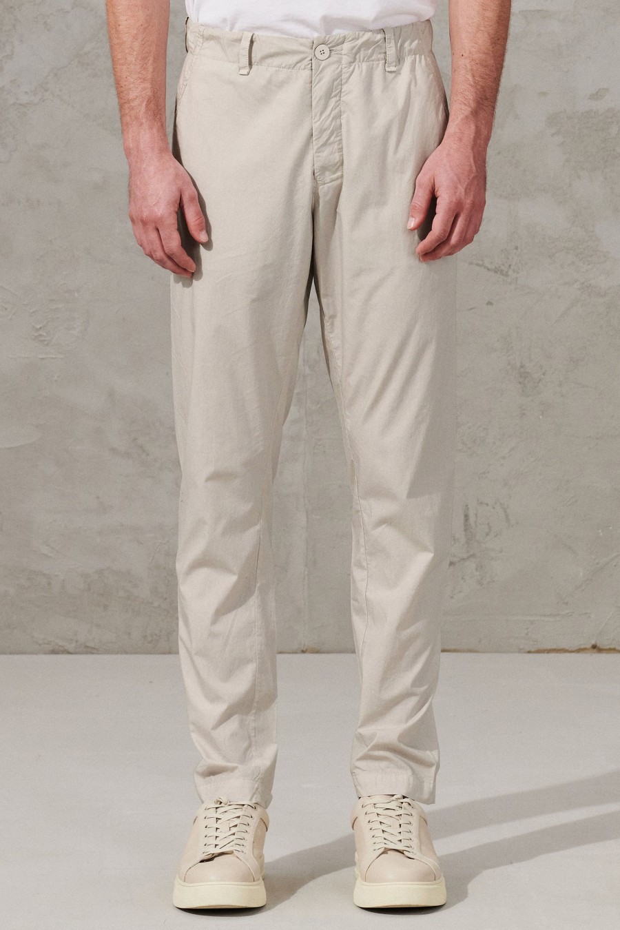 Uomo - Primavera Estate Transit | Pantalone Chino In Tela Di Cotone Con Cintura Elastica